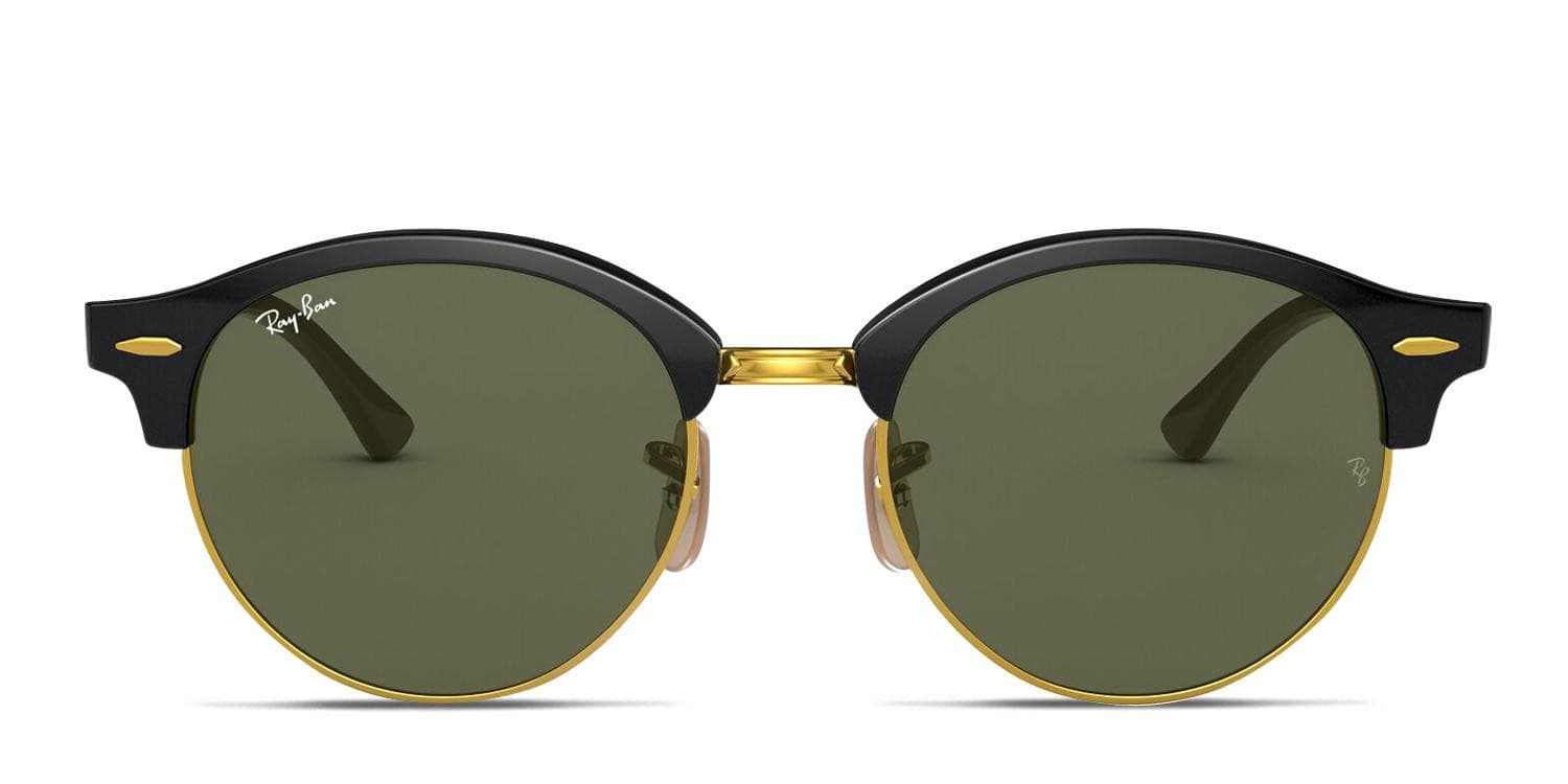 海*月様 Ray-Ban RB 4246 サングラス ブラック/ゴールド Ray-Ban RB4246 Clubround Black, Gold Prescription Sunglasses - 50