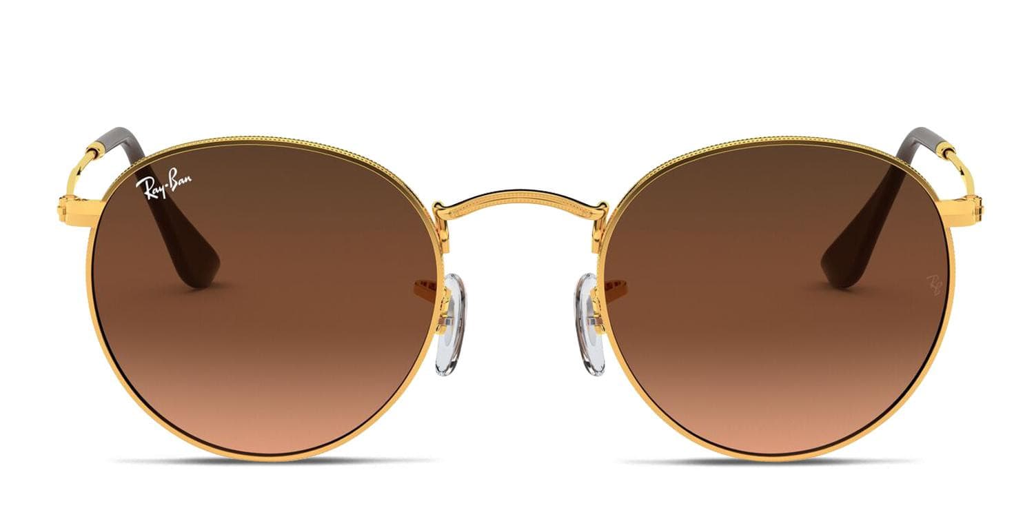 Ray-Ban RB3447 Round Metal Gold/Bronze/Brown glasses - Gold / Bronze / Brown - Frontal View