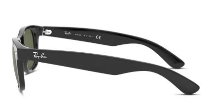 Ray-Ban RB2132 New Wayfarer Shiny Black, Black, Green glasses - Shiny Black / Black / Green - Side View