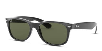Ray-Ban RB2132 New Wayfarer Shiny Black, Black, Green glasses - Shiny Black / Black / Green - Angle View