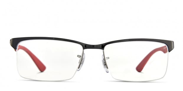 Ray Ban 8411 Black w Red Prescription Eyeglasses