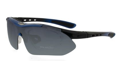 Panlees S868 Black w/Cobalt Blue Inner-ClipOn glasses - Black / Blue - Angle View