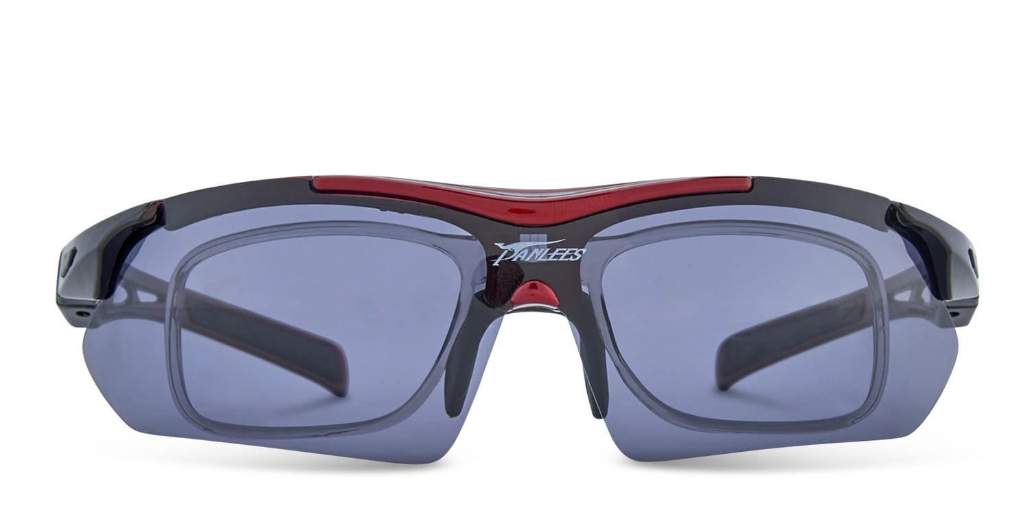 Panlees SP017 Red w/Black Inner-ClipOn glasses - Black / Red - Frontal View