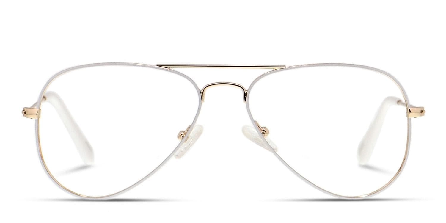 8♡ Ottoto Allo White/Gold Kids Eyeglasses | Includes FREE Rx Lenses