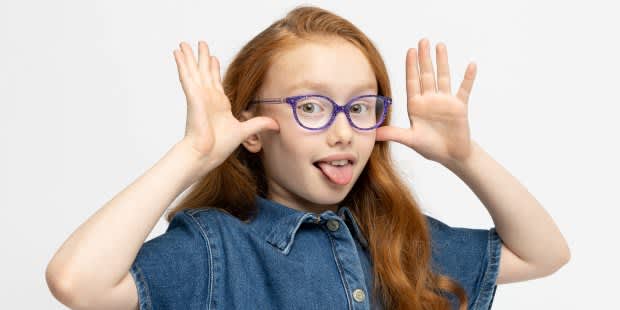 Olos Bency Kids Purple/Glitter/Clear Eyeglasses | Includes FREE Rx