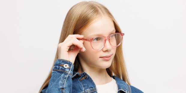Olos Fletcher Kids Pink/Clear Eyeglasses | Includes FREE Rx Lenses