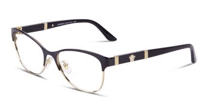 Versace VE1233Q Black, Gold glasses - Black / Gold - Angle View