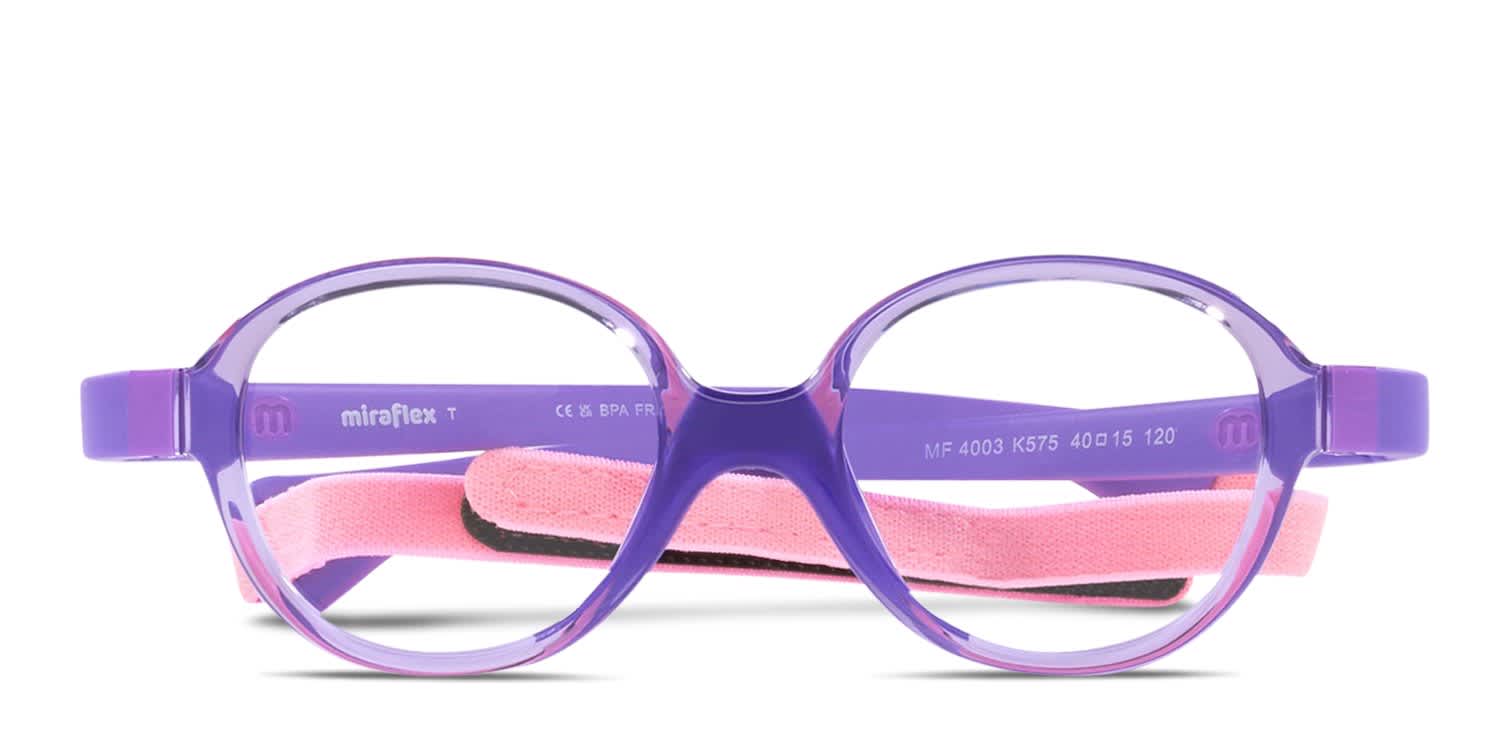 Miraflex MF4003 Kids Clear, Purple glasses - Clear / Purple - Frontal View