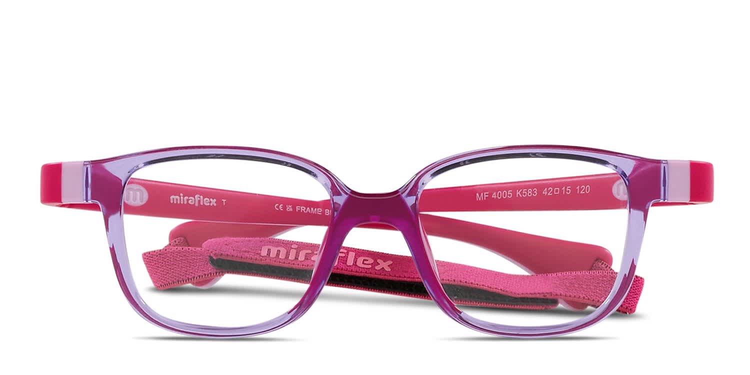 Miraflex MF4005 Kids Clear, Pink glasses - Clear / Pink - Frontal View