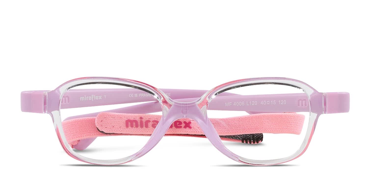 Miraflex MF4006 Kids Clear, Purple glasses - Clear / Purple - Frontal View