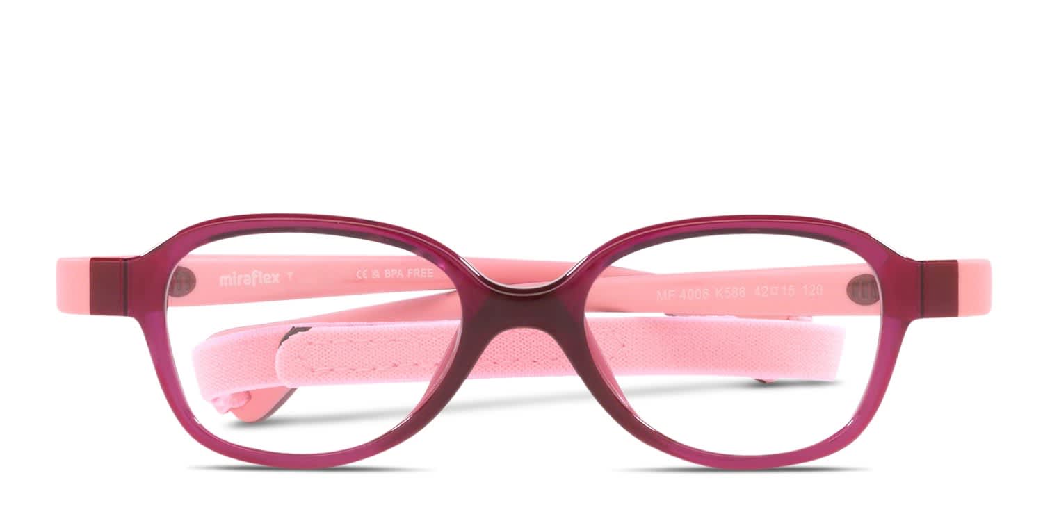 Miraflex MF4006 Kids Clear, Red glasses - Clear / Red - Frontal View