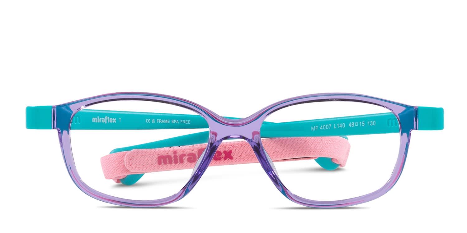 Miraflex MF4007 Kids Clear, Purple glasses - Clear / Purple - Frontal View