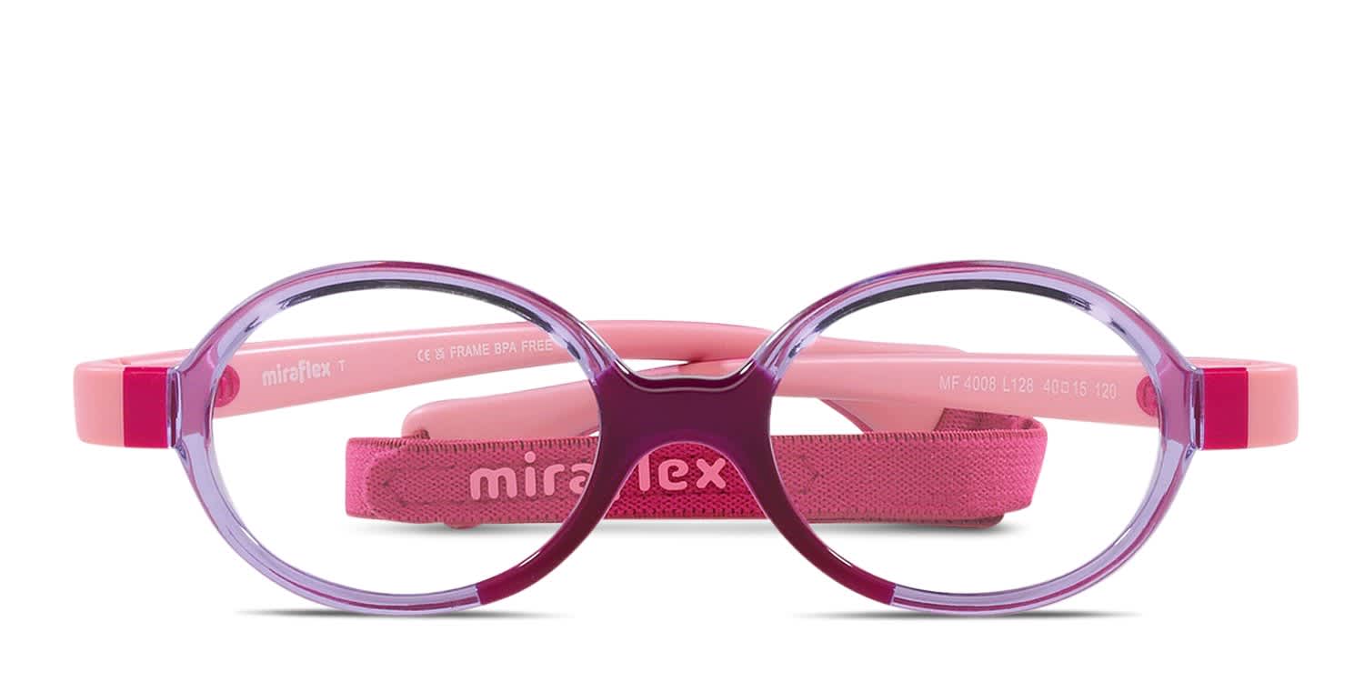 Miraflex MF4008 Kids Clear, Purple glasses - Clear / Purple - Frontal View