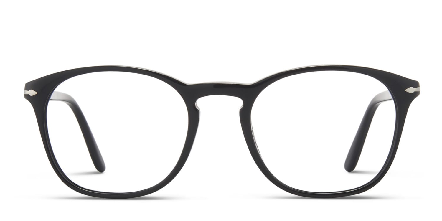 Persol 3007V Shiny Black glasses - Shiny Black - Frontal View