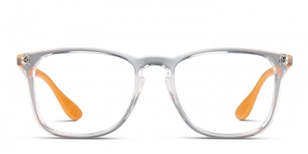 Ray Ban 7074 Clear w Orange Prescription Eyeglasses