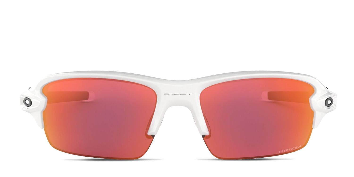 Oakley OJ9005 Flak XS Kids Prizm White, Black, Red (Non-Rx-able) glasses - White / Red - Frontal View
