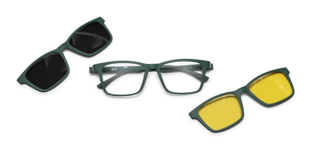 INTERFACE Women\'s Eyeglasses Frames With Magnetic Clip-On Sunglasses Green Unisex Magnetic glasses 2 in 1 Polarized Clip on Sunglasses  main image 2
