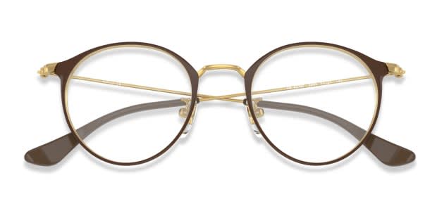 Ray-Ban RX6378F Brown , Gold Eyeglasses | Includes FREE Rx Lenses