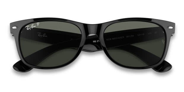 Ray-Banサングラス 0RB2132F NEW WAYFARER Ray-Ban 2132F New Wayfarer Shiny Black/Green Sunglasses