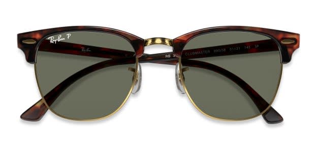 Ray-Ban RB3016 Clubmaster Tortoise/Gold/Green Sunglasses