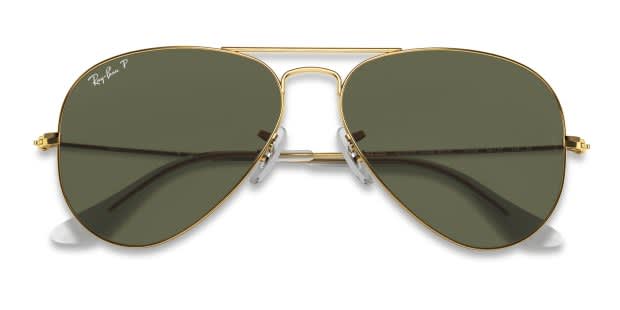 Ray-Ban RB3025 Aviator Large Metal Gold, Green, Clear Sunglasses