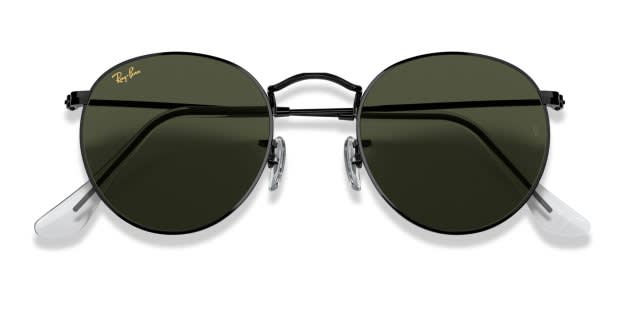 Ray-Ban RB3447 Round Metal Black/Green Sunglasses