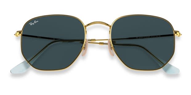 Ray-Ban RB3548N Hexagonal gold frame with blue/grey gradient