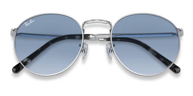 Ray-Ban RB3637 New Round silver frame with clear gradient blue