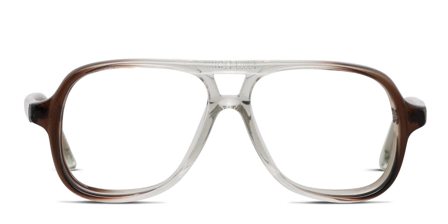 Pentax F6000 Gray/Clear/Brown Eyeglasses | Includes FREE Rx Lenses