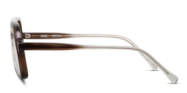 Pentax F6000 Gray/Clear/Brown Eyeglasses | Includes FREE Rx Lenses
