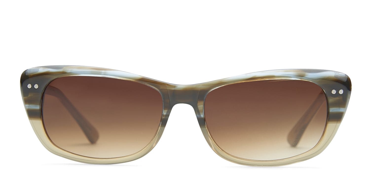 Ray Brynie Brown w/Clear NA glasses - Brown / Clear - Frontal View