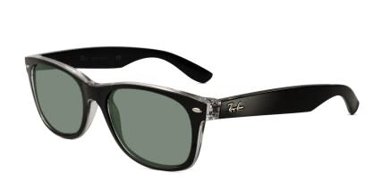 Ray-Ban RB2132 New Wayfarer Matte Black, Clear glasses - Matte Black / Clear - Angle View