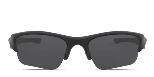 Oakley OO9009 Flak Jacket XlJ black frame with grey lenses. Lenses provide  100% UV protection.