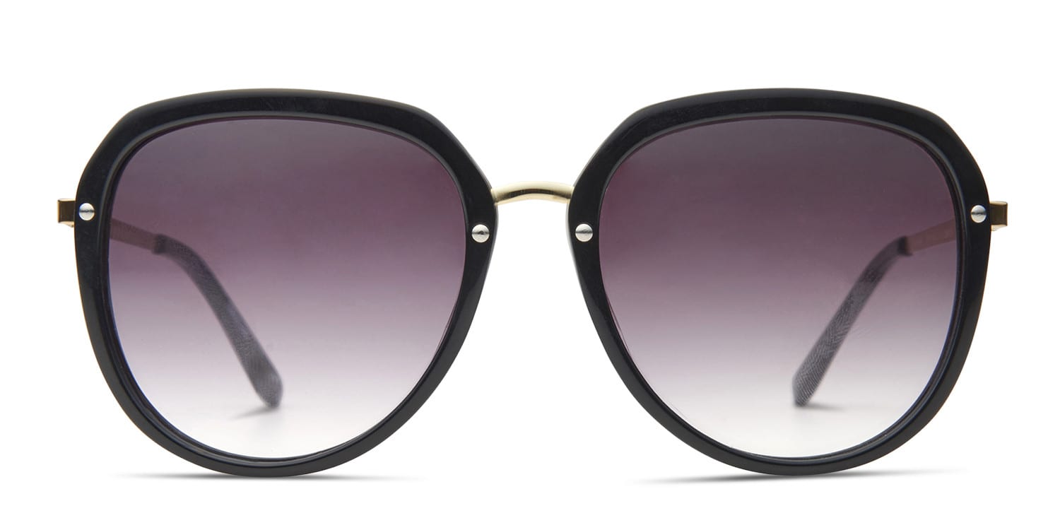 Biscayne Black w/Gold glasses - Black / Gold - Frontal View