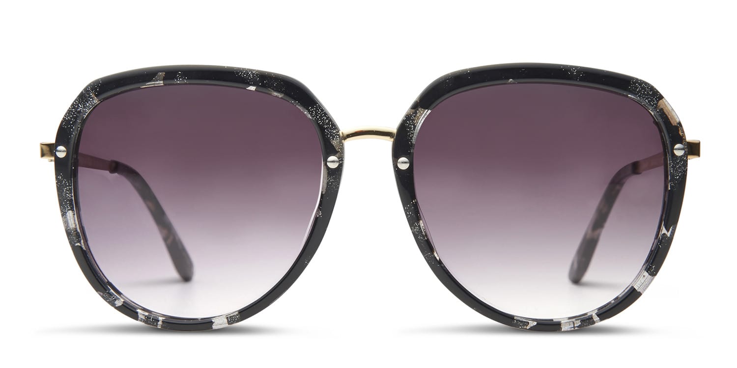 Biscayne Black Glitter glasses - Black - Frontal View