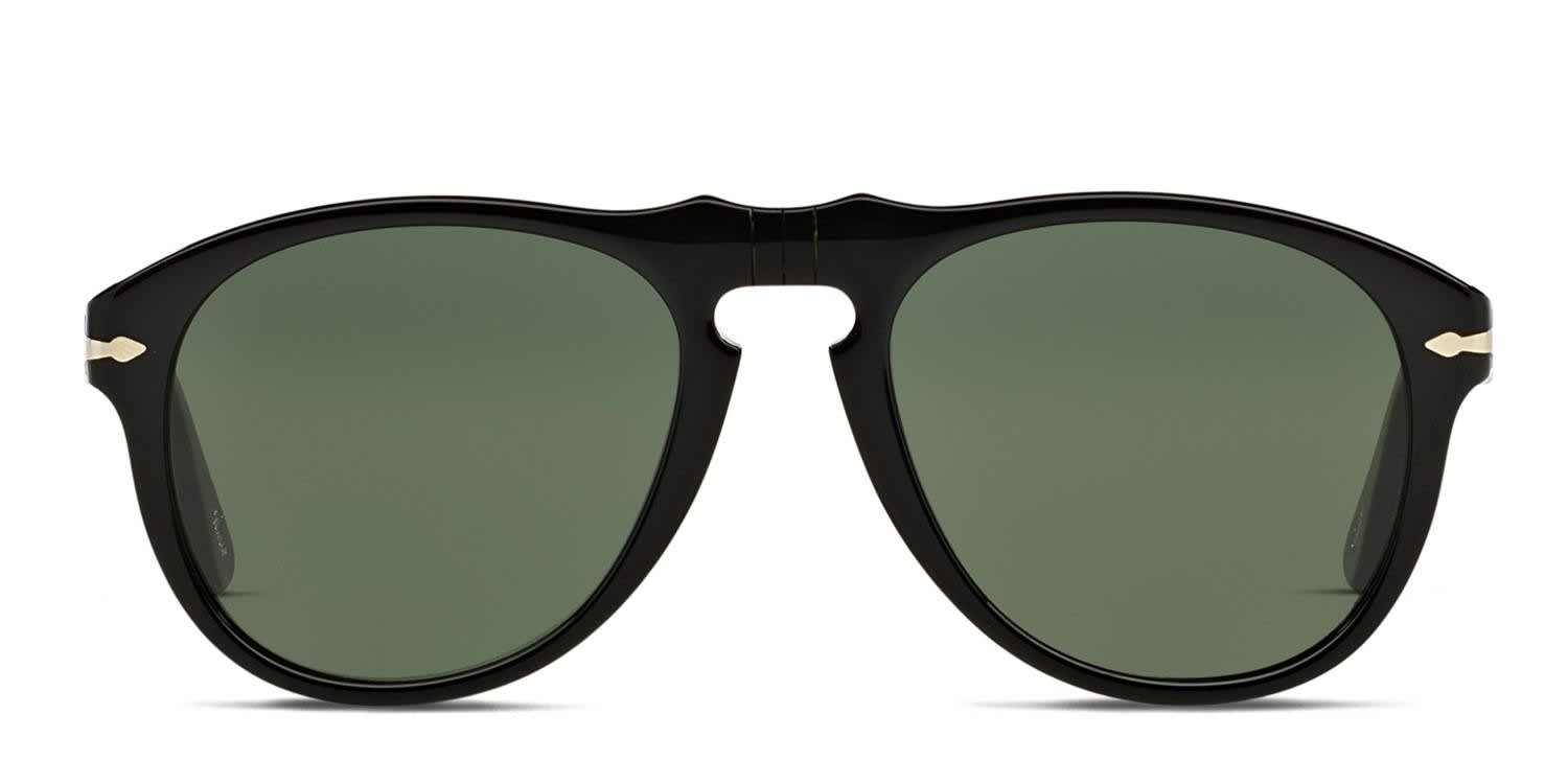 Persol PO0649 Shiny Black, Green glasses - Shiny Black / Green - Frontal View