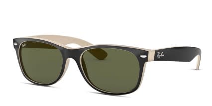 Ray-Ban RB2132 New Wayfarer Black, Beige glasses - Black / Beige - Angle View