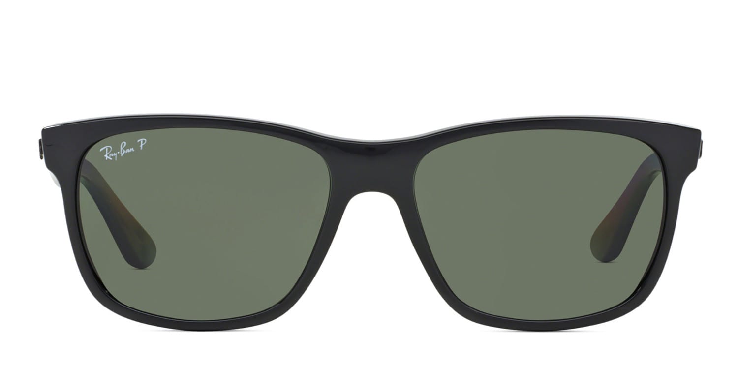 Ray-Ban RB4181 Black glasses - Black / Green - Frontal View