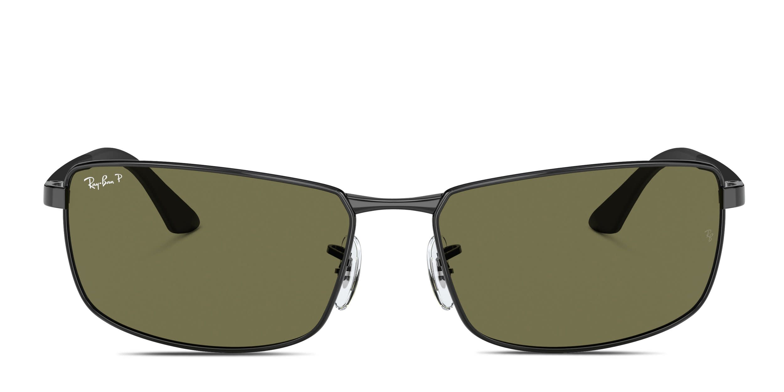 Ray-Ban RB3498 Black, Green Polarized glasses - Black / Green - Frontal View
