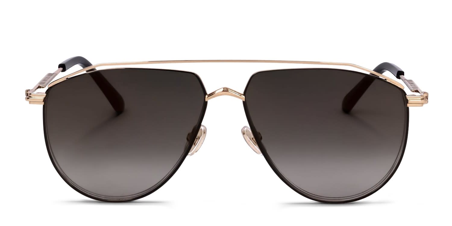 Jimmy Choo LEX/S Black, Gold glasses - Black / Gold / Green - Frontal View