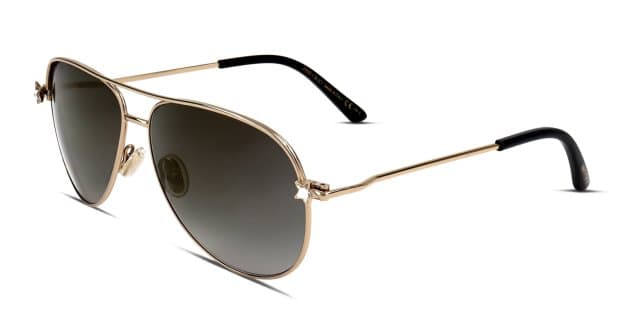 Jimmy Choo Sansa/S gold frame with gradient smoke lenses. Lenses