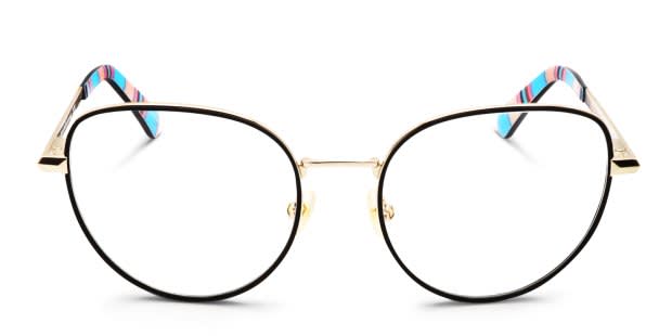 KATE SPADE ブルーライトカットメガネ ラウンド ゴールド Kate Spade Ayla black , gold frames