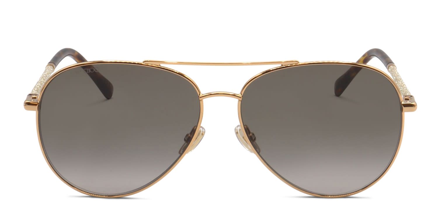 Jimmy Choo DEVAN/S Gold, Tortoise glasses - Gold / Tortoise / Brown - Frontal View