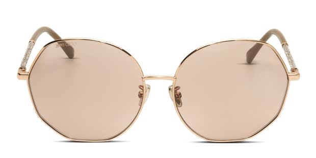 Jimmy Choo Coral/G/Sk pink, gold frame with pink flash lenses. Lenses  provide 100% UV protection.