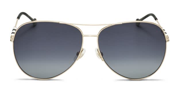 Carolina Herrera Gold Aviator Sunglasses with Dark Gray Lenses Carolina Herrera CH 720 (Dark Smoke Mirror Flat Lens  main image 3