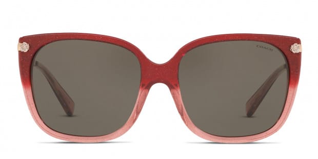 Coach HC8272 Red Glitter Gray Prescription Sunglasses 50 Off Lenses