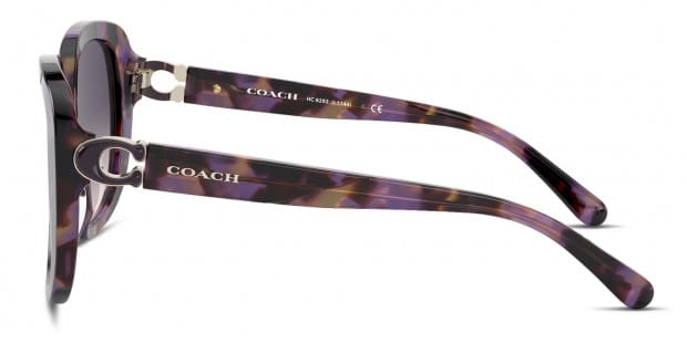 Coach HC8292 purple tortoise frame with purple pink gradient lenses. Lenses provide 100 UV protection