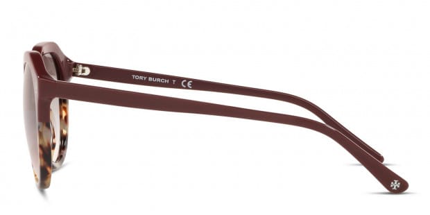 Tory Burch TY7130 red tortoise frame with pink grey gradient lenses. Lenses provide 100 UV protection