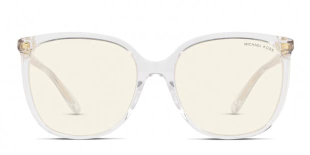 Michael Kors MK2137U Anaheim clear frame with clear & blue light lenses.  Lenses provide 100% UV protection.