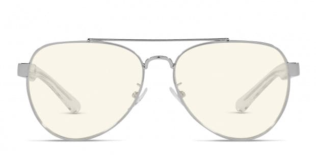 Tory Burch TY6070 silver frame with clear blue light filter lenses. Lenses provide 100 UV protection